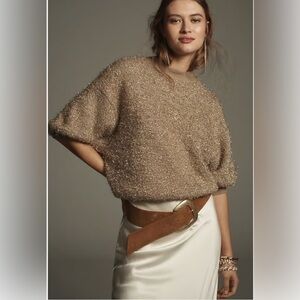 NWT! Anthropologie Honey The Violetta Short-Sleeve Tinsel Sweater by Maeve 🧣
